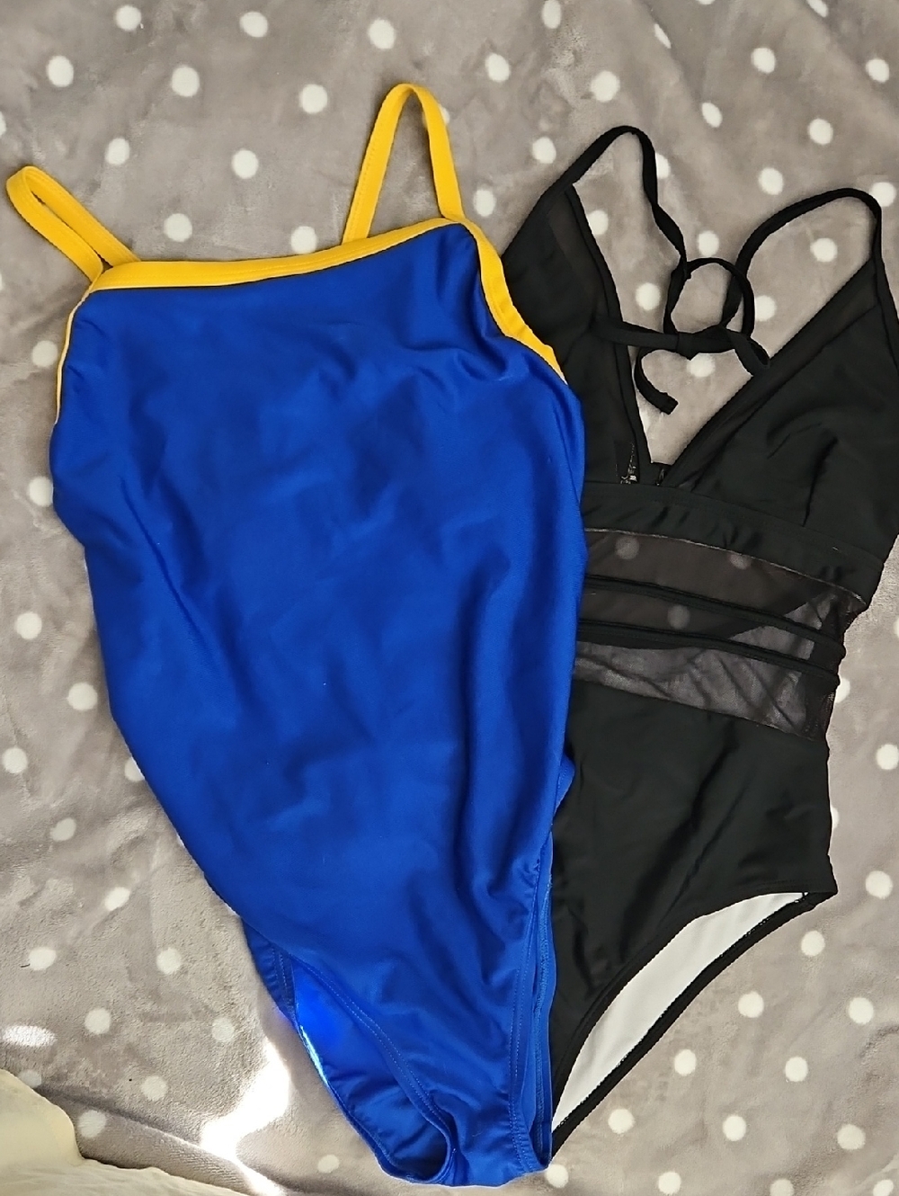 SHEIN Royal Blue One-Piece Swimsuit with Yellow Straps